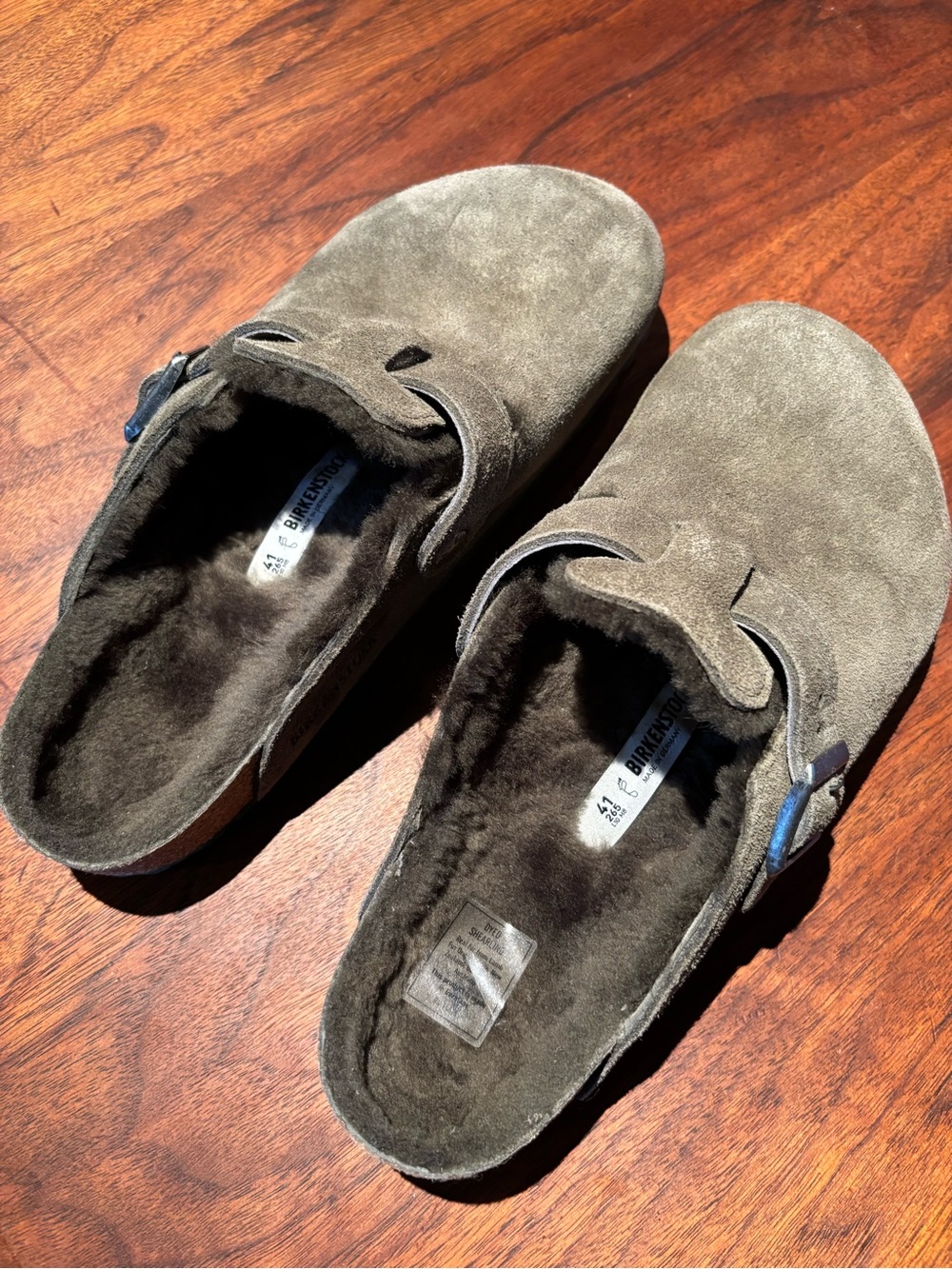 Birkenstock Olive Suede Slip-On Clogs with Buckle
